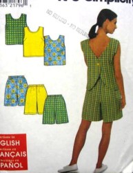 8203 SIMPLICITY BACK BUTTON SLEEVELESS TOP,  SHORTS PATTERN 10-20